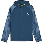 PUMA Mens Run Favorite Graphic Woven Jacket Running Athletic Outerwear Full Zip Moisture Wicking - Blue