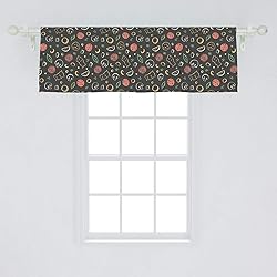 Ambesonne Cartoon Window Valance, Sketches of Pizza
