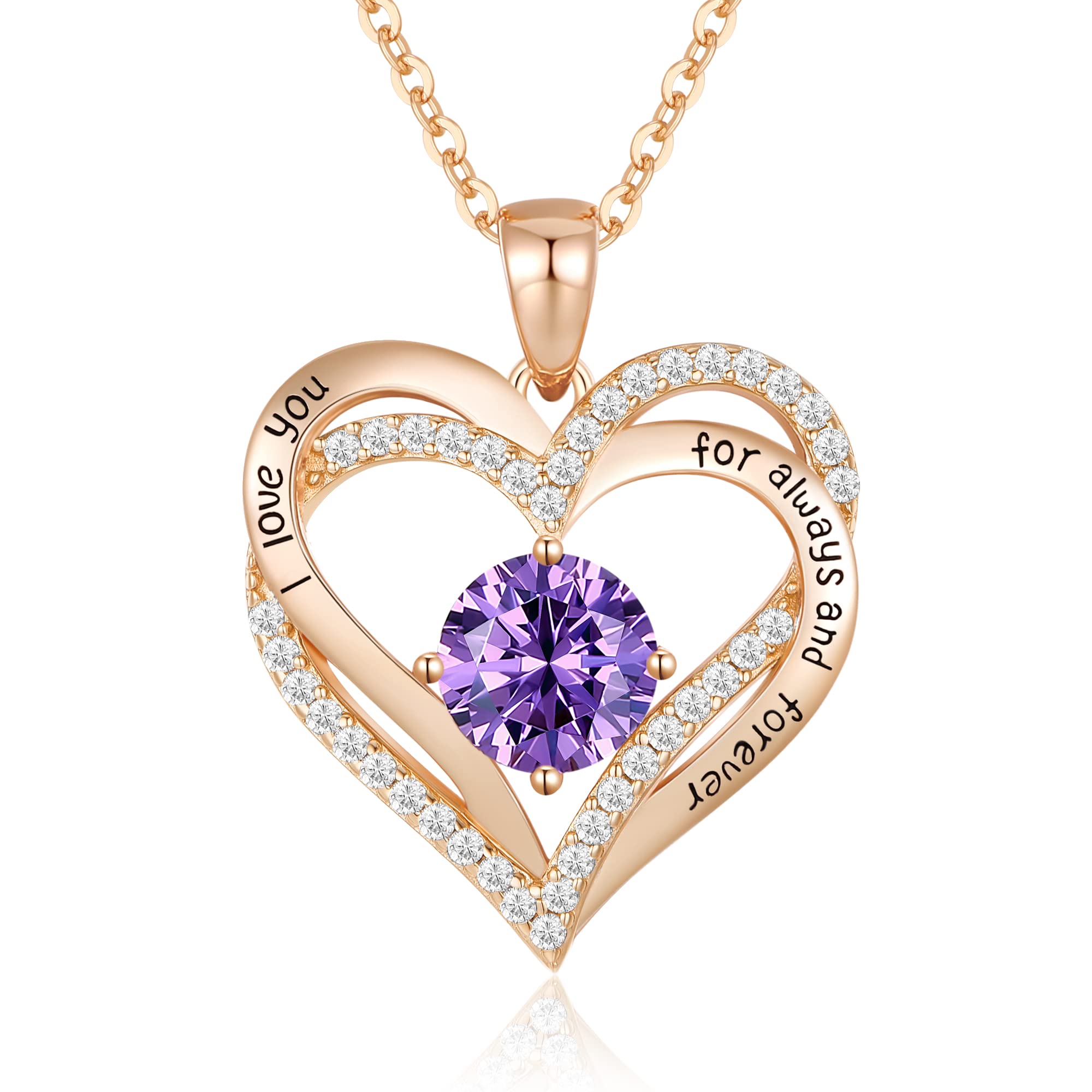 CDE Necklaces for Women Birthstone Pendant, Sterling Silver Love Heart Jewellery Gifts for Mum Her Wife Girlfriend Anniversary Birthday Mothers Day Christmas Valentine's Day