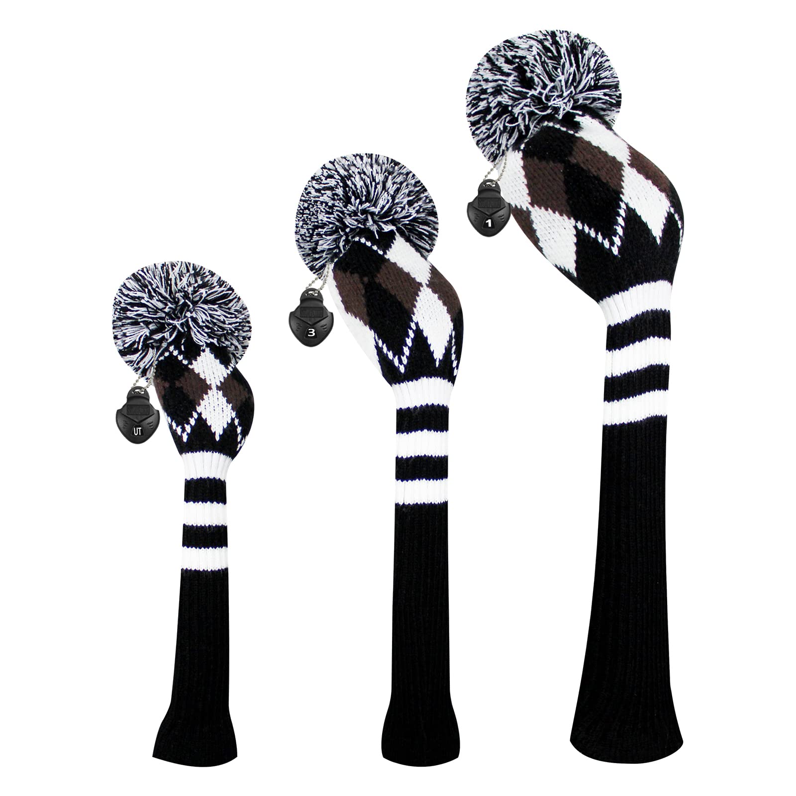 Scott Edward Knit Golf Headcovers Fits Well Driver(460cc) Fairway Wood and Hybrid(UT) for Woods Set of 3 The Perfect Change for Golf Bag