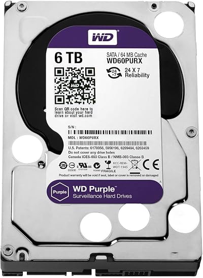 Western Digital WD Purple 6TB Surveillance Hard Drive 24/7 4K NVR DVR