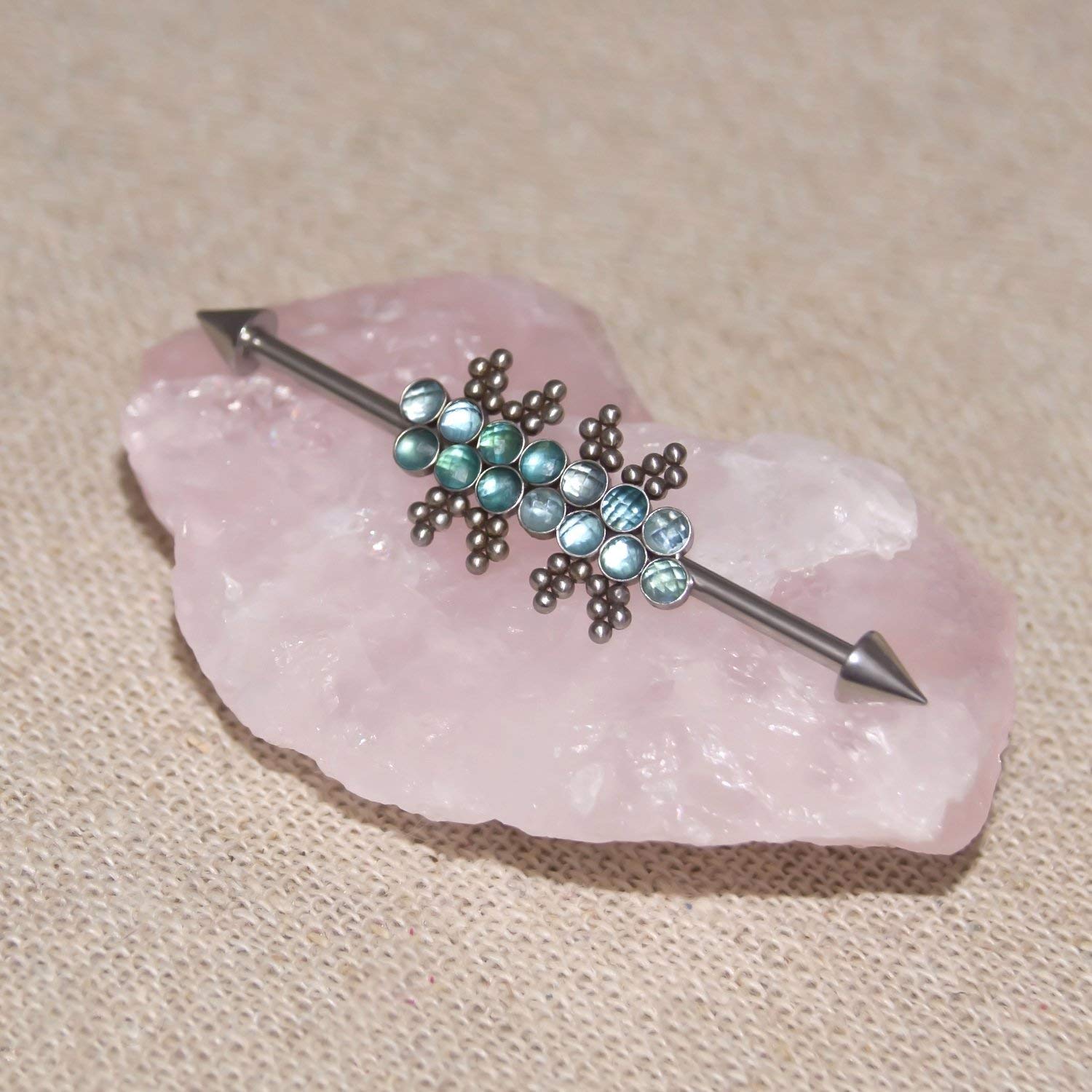 Industrial Bar with CZ Industrial Piercing Jewelry