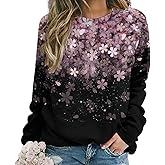 Lurhonp Womens Floral Printed Crewneck Long Sleeve Casual Sweatshirt Pullover Tops