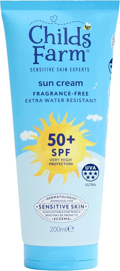 Childs Farm Sun Cream SPF 50+ Kids Baby Fragrance Free 200ml UV Broad