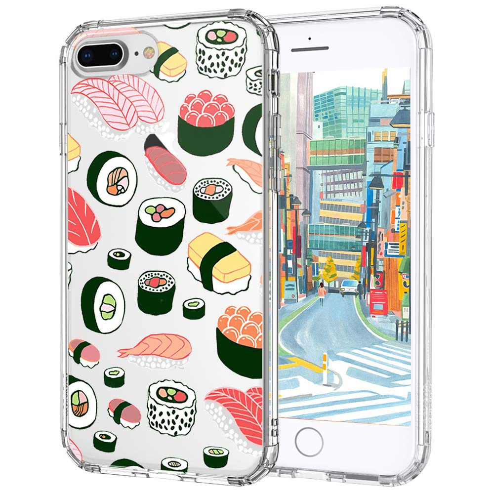 MOSNOVO Compatible for iPhone 8 Plus Case & iPhone 7 Plus Case, Clear Cute Sushi Pattern Print Design Girl Women with Transparent TPU Bumper Back Case Cover for iPhone 7 Plus/iPhone 8 Plus