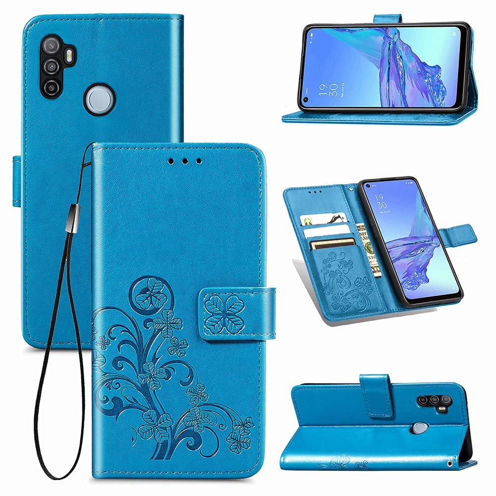 SHIEID Case for OPPO A53 2020 Wallet Case, Wallet Cover Magnetic Closure and Flip Stand Case, Premium 3D Vintage elegant print Phone Shell Cases Suitable for OPPO A53 2020, Blue