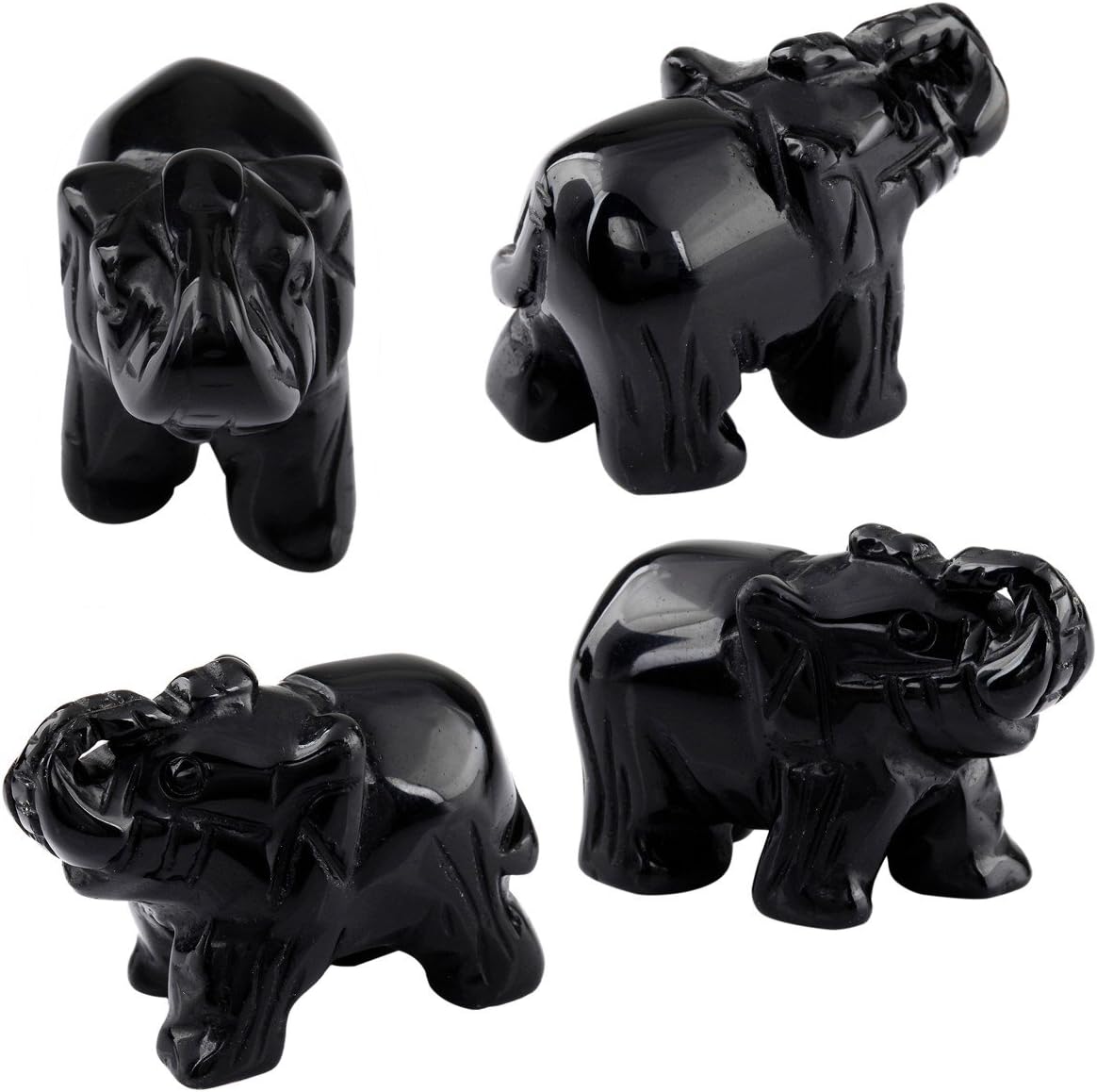 mookaitedecor Natural Obsidian Elephant Ornament Figurine,Healing Crystal Energy Gemstone Reiki Statue Home Decor,1.5 Inches - Image 3