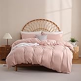 JSD Dusty Pink Duvet Cover Set Full Size, 3 Piece Duvet Cover with Pillow Shams, Soft Brushed Microfiber Zipper Closure, Comforter Not Included