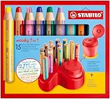 STABILO Woody 3 in 1 Deskset 15 Pencils with 10 Colours and Sharpening Container view 2
