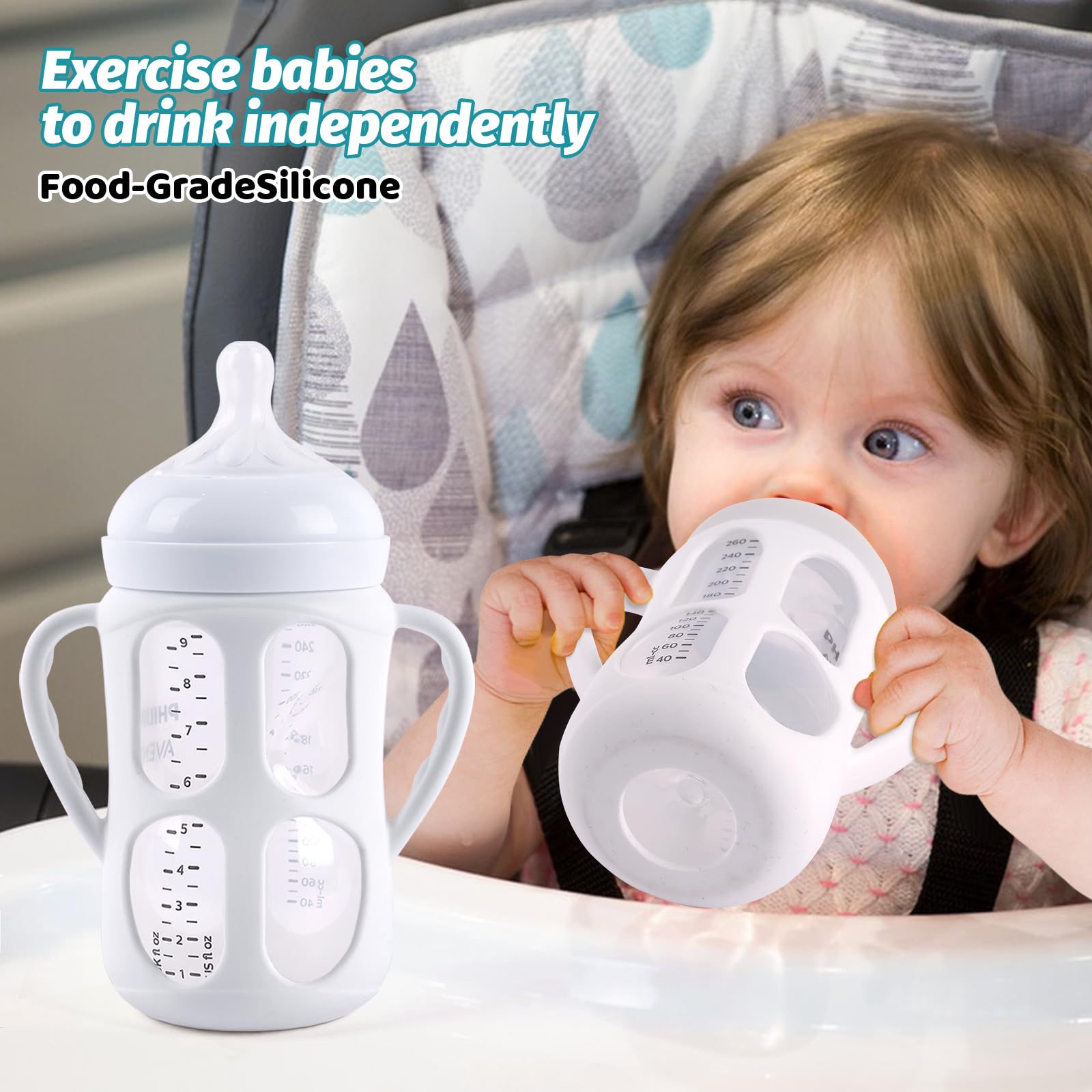 3 Pack Baby Bottle Handles for Philips Avent Natural Baby Bottles, Baby Bottle Holder with Easy Grip Handles