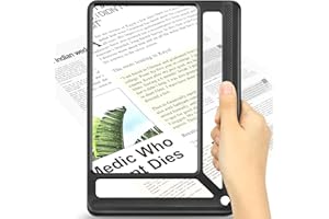 AKKYCVS 5X Full Page Magnifying Glass for Reading, Lightweight Rectangular Magnifier Provides Large Book Page Viewing Area, Upgraded Handheld Magnifier for Reading Small Prints for Seniors, Low Vision