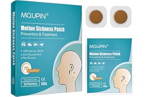 20 Count Motion Sickness Transdermal Patches - Fast Acting & No Side Effects - Relieves Vomiting,Nausea,Dizziness and Other S