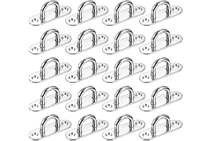 uxcell 20 Pcs Pad Eye Plate Hooks, 2.4 Inch 304 Stainless Steel Ceiling U Hook Marine Hanging Hook for Securing Hanging, Silv