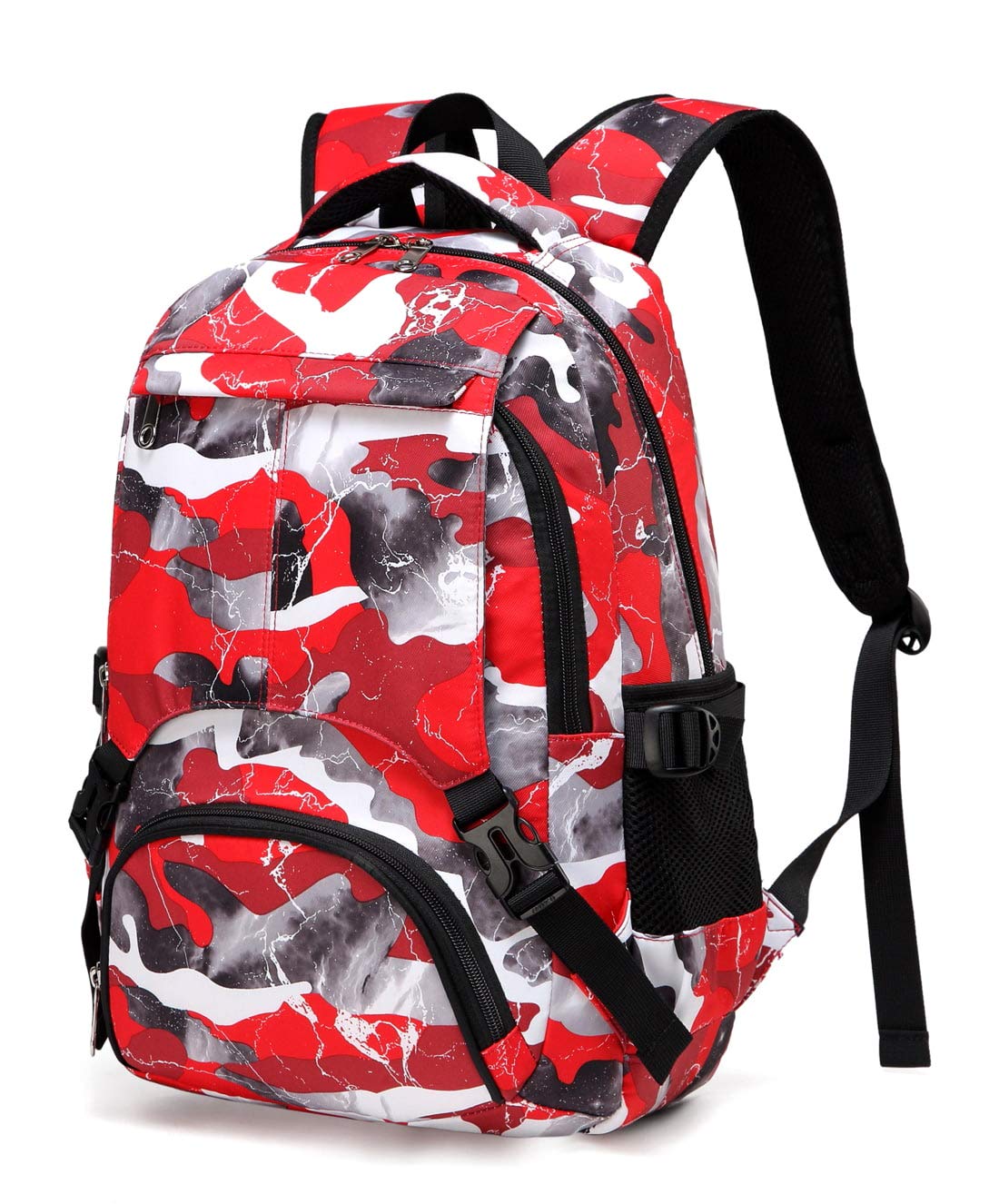 Bluefairy Kids Backpacks for Boys Girls Camo Elementary School Bags Bookbags Lightweight Durable (Red Camo)