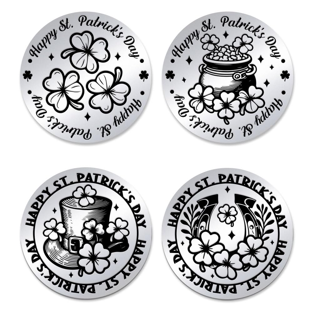 UNICRAFTALE 2Pcs St. Patrick's Day Coins Treasure Pot Horseshoe Lucky Coin 3 Leaf Clover Commemorative Coin Stainless Steel Double Sided Decision Coins Flipping Token Birthday Gift for Party