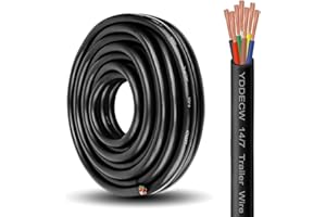 YDDECW 7 Way Trailer Wire - 14/7 Heavy Duty 25FT 100% Pure Copper 7 Wire Trailer Cable 14 Gauge 7 Conductor Wiring Extension Cable Insulated Cable for Rv Trailer and Automotiv