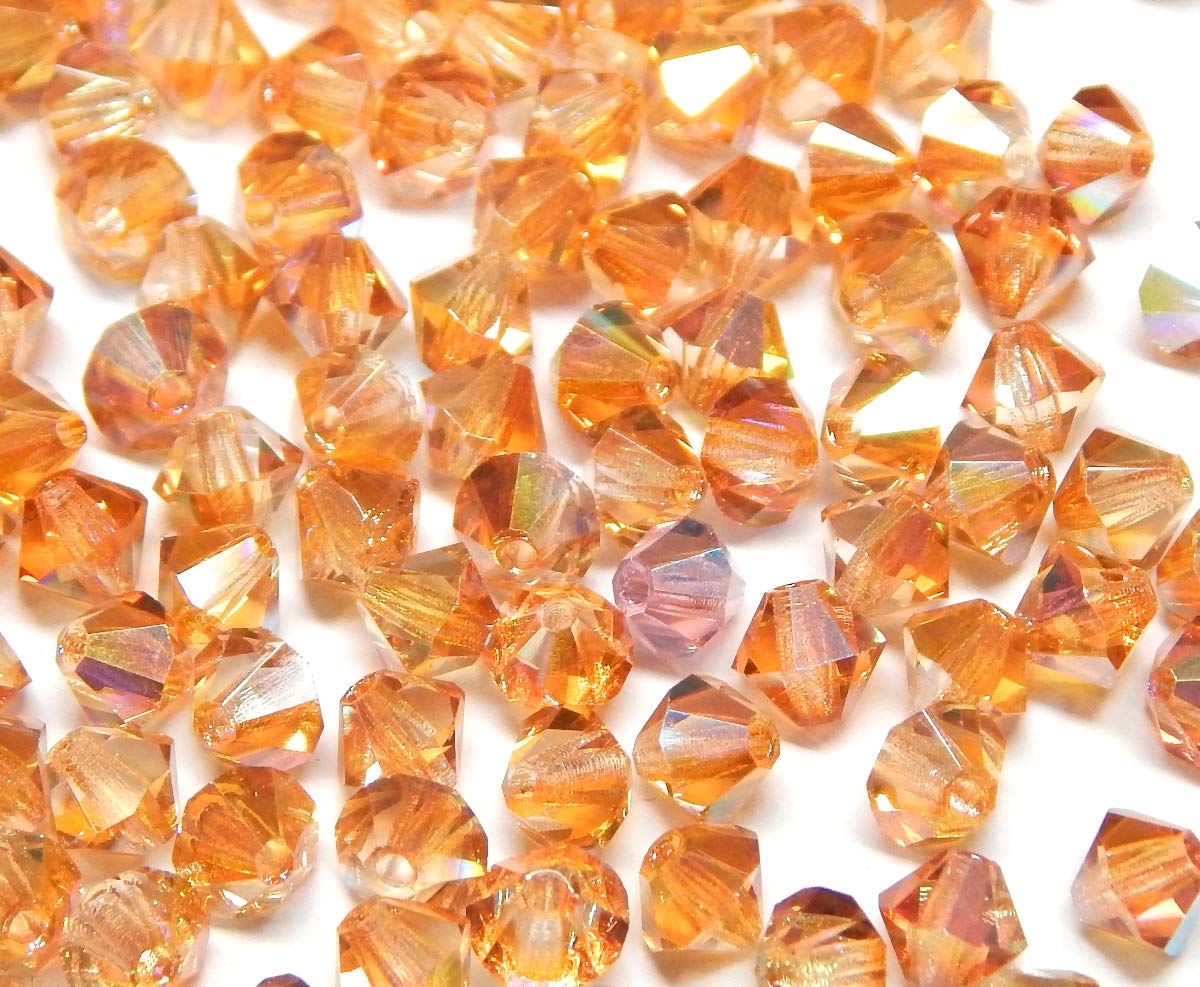 Perlin 40pcs 4x4mm Crystal Copper AB 2x Bicone Czech Glass Beads