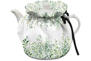 Freewander Green Leaf Print, Tea Cozy Cotton Tea Cosy for Teapot Keep Warm Teapots Cover Insulated Kettle Cover for Home Kitchen Decor Tea Cozies
