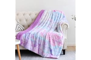 NEWCOSPLAY Super Soft Faux Fur Throw Blanket for Couch Multi Purple Sherpa Fuzzy Plush Warm Blanket for Sofa Bed (Multi Purple, Throw(50"x60"))