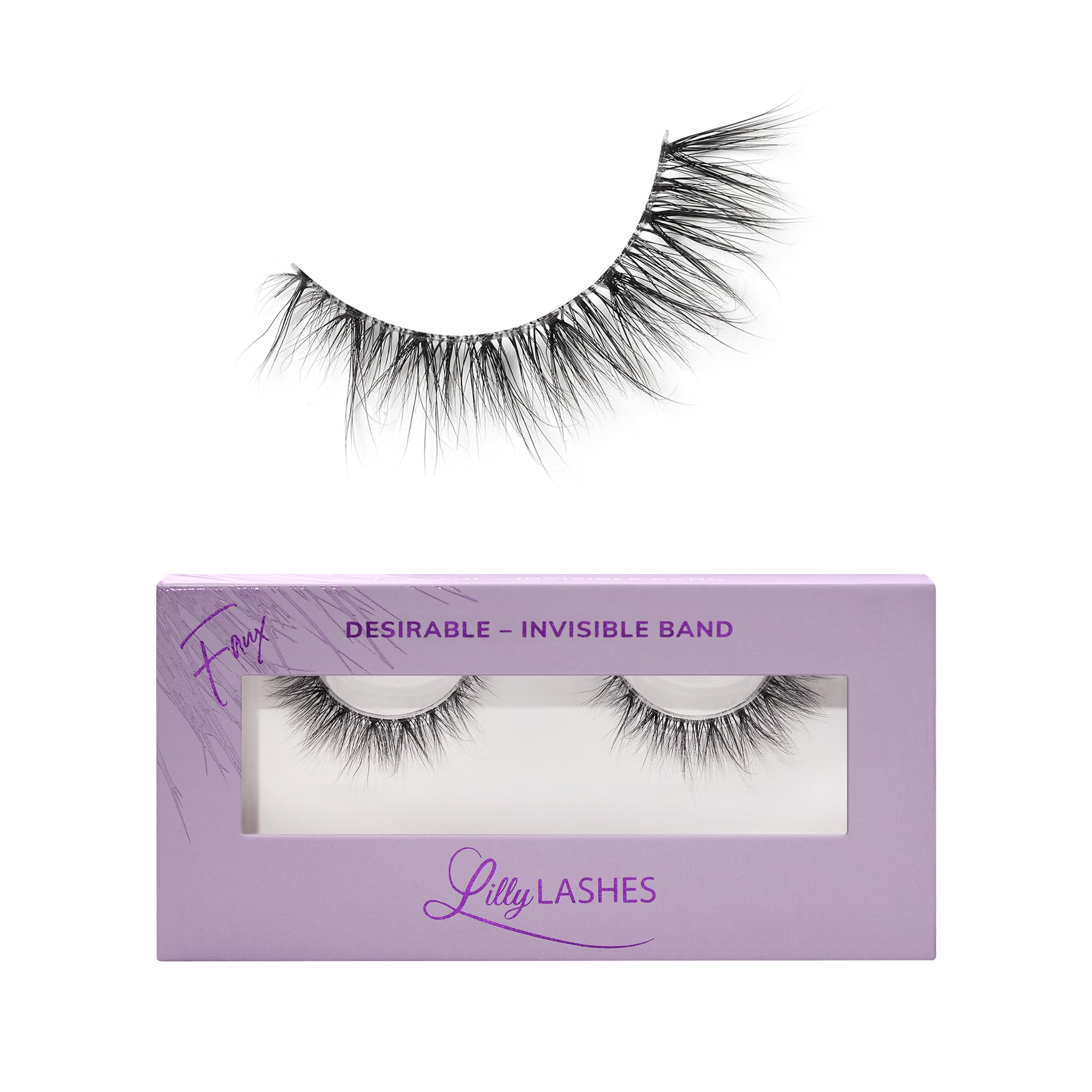 Photo 1 of Lilly Lashes Sheer Band, False Eyelashes w/Invisible Band Lashes, False Lashes Natural Look, Wispy Lashes Style, Clear Band Lashes, Reusable Eyelashes 20x, Lash Glue not Included, 14mm (Desirable)