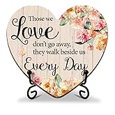 Those We Love Don't Go Away Floral Decor, Sympathy Gifts for Loss of Loved One Wood Heart Keepsake Funeral Remembrance Celebration of Life Decorations Bereavement Condolences Grief Gift -FS398