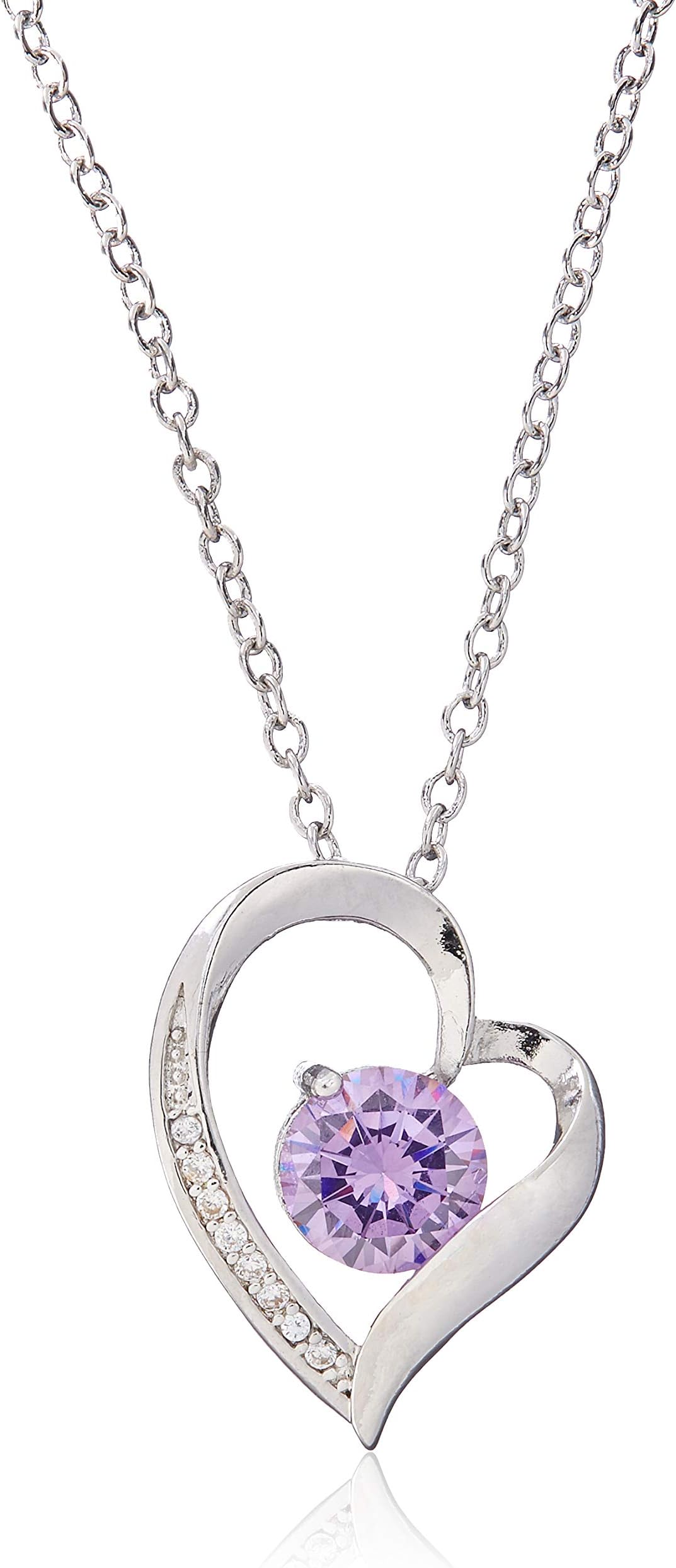 Katon Women Sterling Silver Necklaces 925 Silver Purple Cubic Zirconia Pendant Necklace
