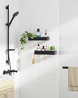 Kitsure 2 Pack Rustproof Shower Caddy Large Shelves Drill-Free 4 Hooks Black view 4
