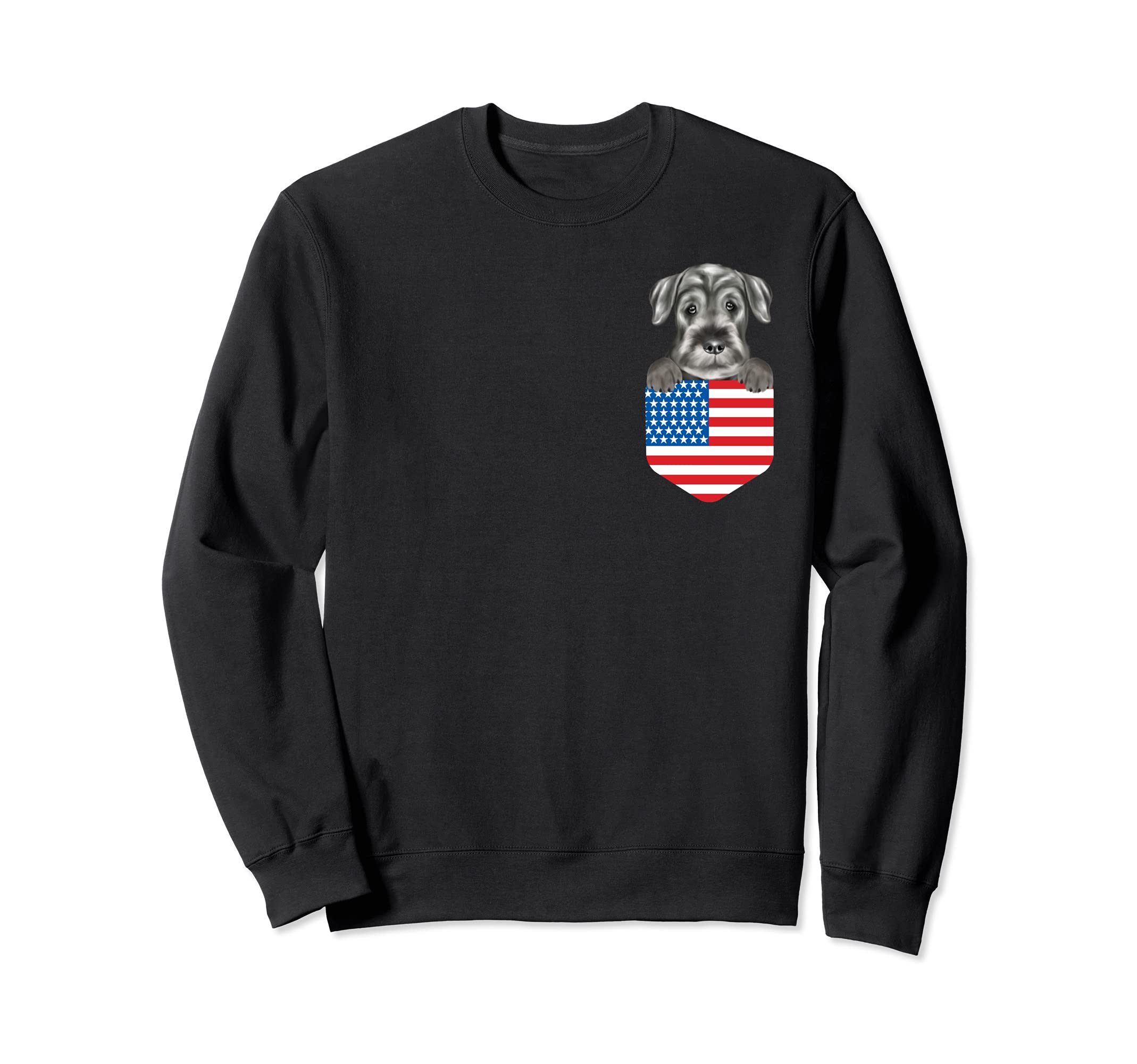 America Flag Standard Schnauzer Dog In Pocket Sweatshirt