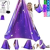 Sensory Swing for Kids and Adults Indoor & Outdoor Double Layer Therapy Cuddle Holds up to 300lbs Adjustable Hammock Chair with 360° Swivel Hanger Kit Effect for Aspergers Autism ADHD(Galaxy Purple)