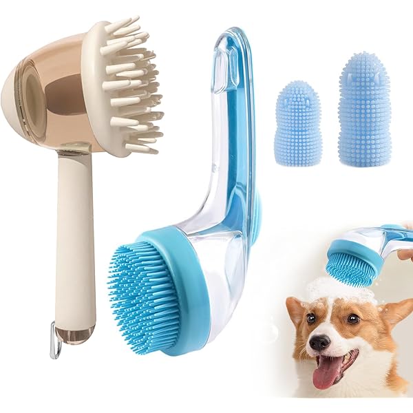2-Pack Dog Bath Brush – Silicone Shampoo Brush & Massager For Dogs & Cats, Removes Loose Fur - View #4