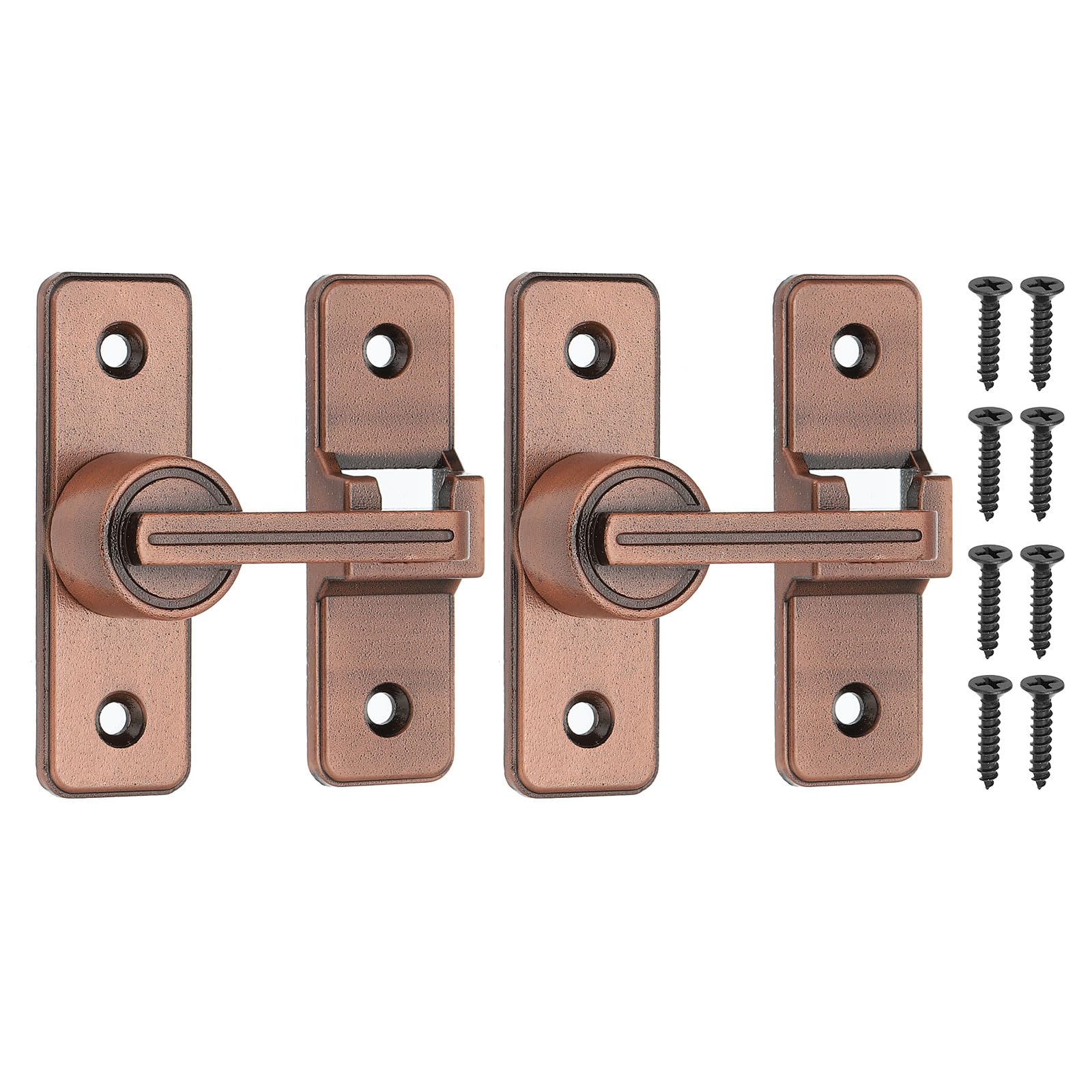 PATIKIL 180 Degree Barn Door Lock, 2 Pack Flip Latches Zinc Alloy Safety Sliding Door Bolt Latch Lock for Garage Bathroom Sliding Swing Open Door, Red Bronze