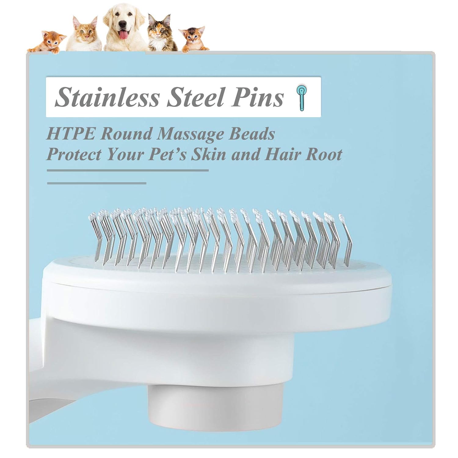SimpleDot Self Cleaning Slicker Brush for Dogs and Cats, Pet Grooming Brush, Pet hair brush for Removes Undercoat Loose hair, Mats, Tangled and Dirt, Massages, for all hair types Dogs and Cats (Gray): Beauty