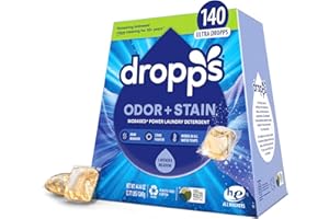Dropps Odor & Stain Biobased Power Laundry Detergent Pods, Lavender Eucalyptus (140 Count) - HE Compatible Laundry Pods for Fresh Clothes - Washing Detergent Soap Supplies & Recyclable Packaging