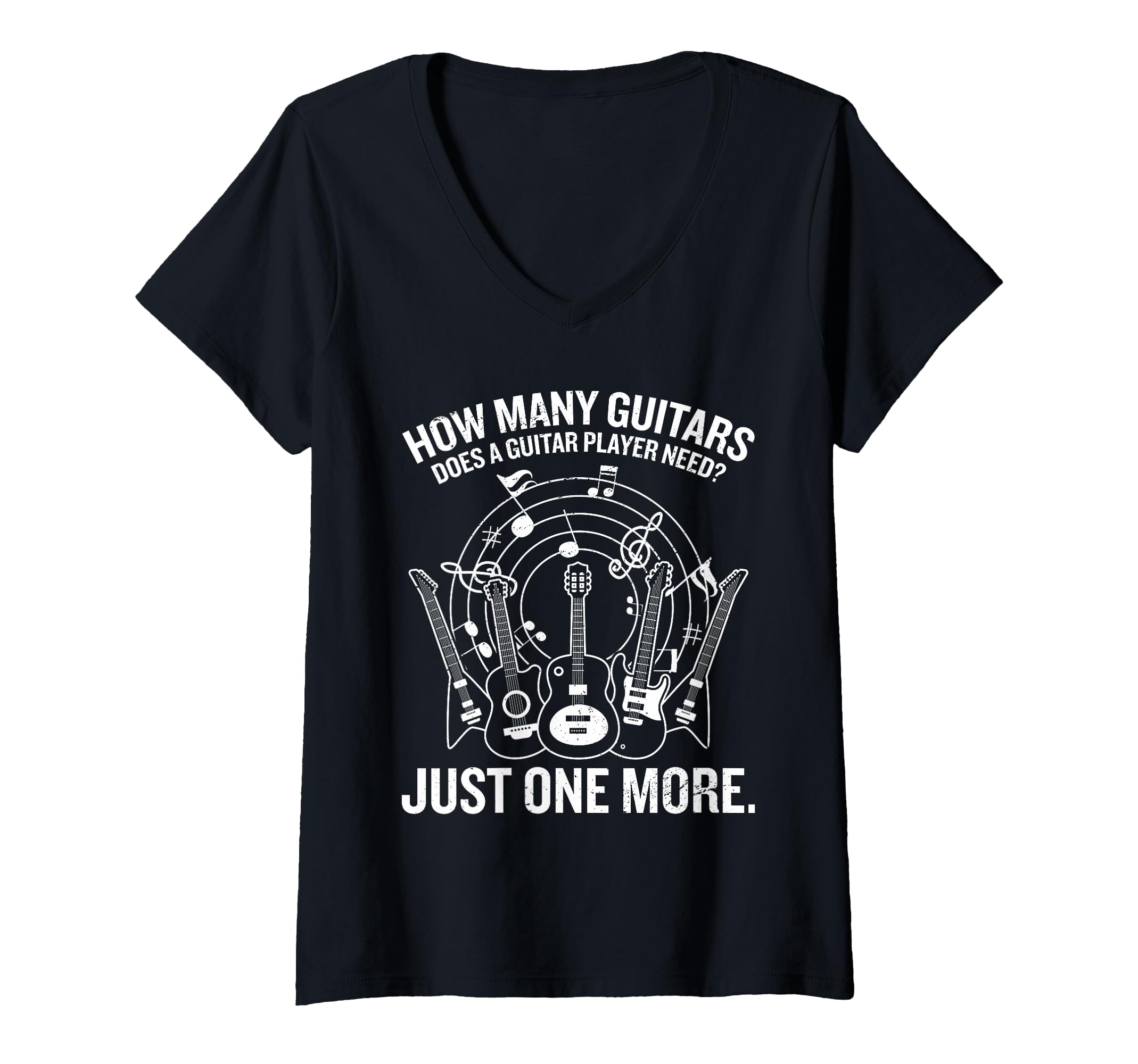 Women's How Many Guitars Just One More For Guitar Player V-Neck T-Shirt