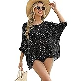 FINIZO Plus Size Floral Chiffon Tunics Blouses for Women Batwing Summer Boho Shirts Beach Cover ups