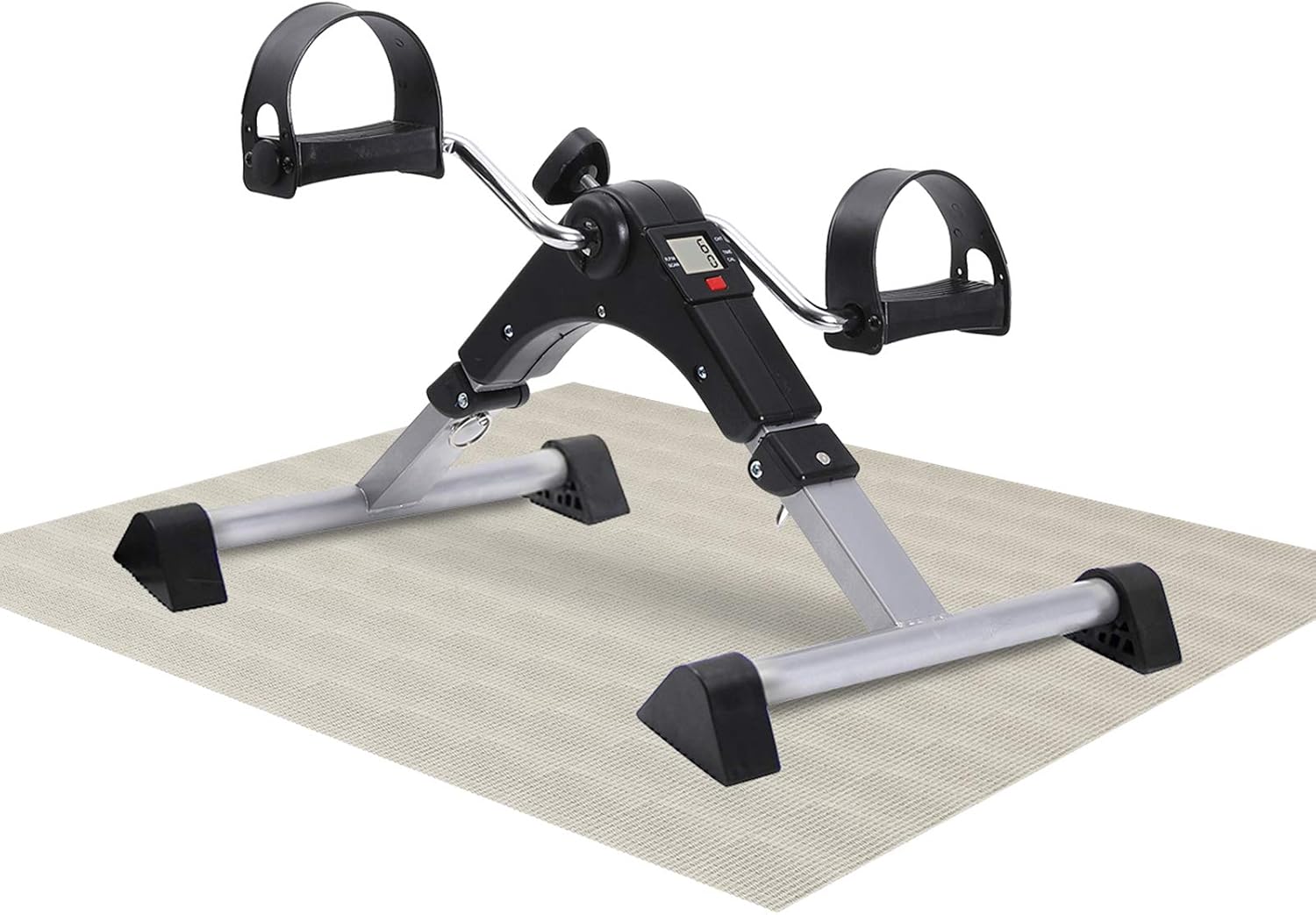 MBB Under Desk Cycle,Folding Pedal Exerciser,Mini Stationary Bike,Leg and Arm Exerciser Complimentary Triangle Anti - Slip Rubber Cover and Anti - Slip Pad: Health & Personal Care