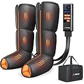 JZBRAIN Leg Massager with Heat and Compression : Foot and Calf Massager for Circulation and Pain Relief, Sequential Compression Boots with 6 Modes, 9 Intensity, 3 Heat