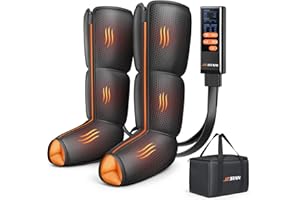 JZBRAIN Leg Massager with Heat and Compression : Foot and Calf Massager for Circulation and Pain Relief, Sequential Compression Boots with 6 Modes, 9 Intensity, 3 Heat - Gifts for Mom, Dad, Him, Her
