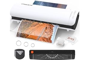Ofeace Laminator, 9-in-1 A4 Laminator Machine, 9 Inch Cold & Thermal Laminator Built in Paper Cutter, Corner Rounder, Hole Puncher and Iron Ring, Laminating Machine with 20 Pouches, 1 Min Fast Warm up