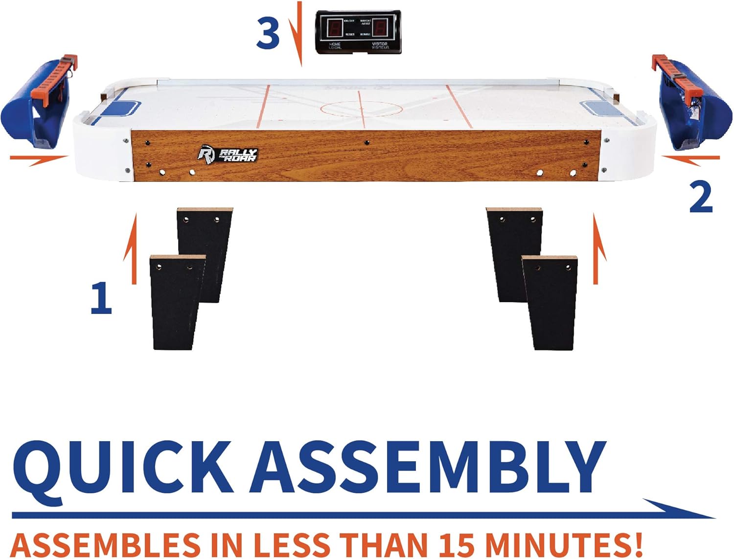 Rally and Roar Tabletop Air Hockey Table, Travel-Size, Lightweight, Plug-in - Mini Air-Powered Hockey Set with 2 Pucks, 2 Pushers, LED Score Tracker - Fun Arcade Games and Accessories : Sports & Outdoors