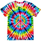 Poykopty Kids Tie Dye T-Shirts Hippie Short Sleeve Shirt Tees for 6-18 Years Boys Girls
