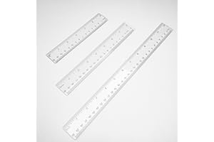 DIAO79NI 3 Pieces Transparent Plastic Ruler, 6 inch 8 inch 12 inch Ruler, Pack of 3, Clear Ruler, Plastic Ruler, Rulers for Kids, Measuring Tools, Ruler Set, Ruler inches and Centimeters