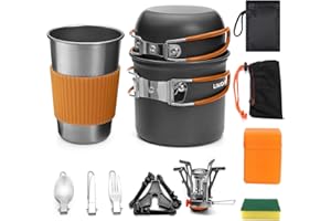 Lixada Camping Cookware Set Portable Camp Mess Kit with Pots and Pans Camping Tableware Stove Cooking Set