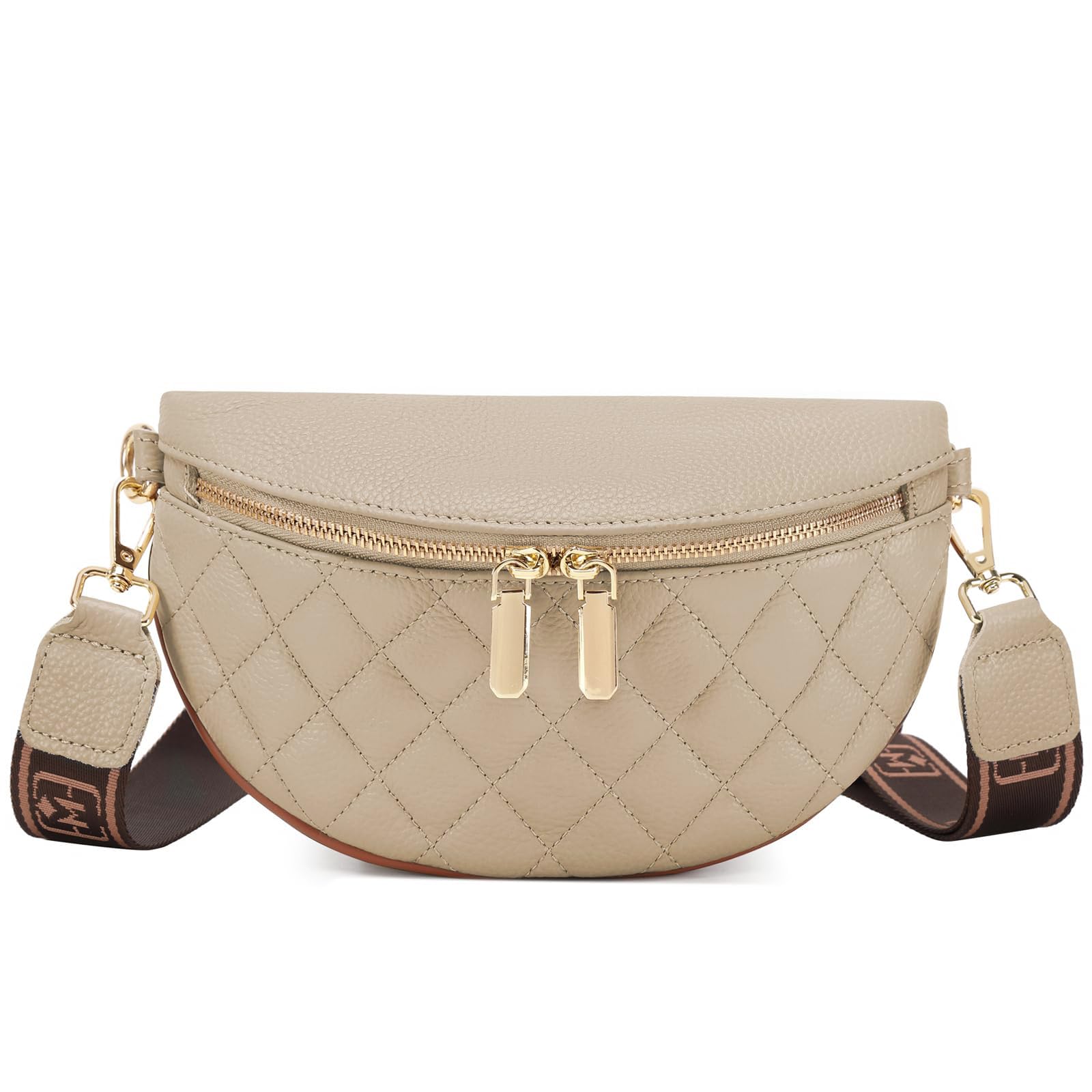Photo 1 of Eslcorri Small Crossbody Sling Bag for Women Trendy - Fashionable Fanny Packs Vegan Leather Chest Belt Bum Bag Anti Theft Crossbody Sling Purse for Travel Sport Camping - Apricot