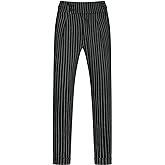 Lars Amadeus Striped Dress Pants for Men's Pleated Front Business Tapered Cropped Trousers