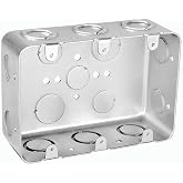 1 Pc, 2-1/8 In. Deep, Three Gang Multi Device Switch Box, .0625 Galvanized Steel, (4) 1/2 In. &amp; (6) 1/2-3/4 In. Side Knockouts; (2) 1/2 &amp; (2) 3/4 In. Bottom Knockouts