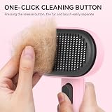 Aumuca Cat Brush with Release Button Pink Grooming Tool Long Short Hair view 4