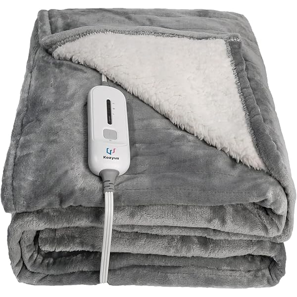 Brookstone Ultra Soft Plush Electric Heated Throw 4-Heat Settings Built-in  Remote, Machine Washable, Grey/White Design (Navy/White) : Amazon.ca: Home