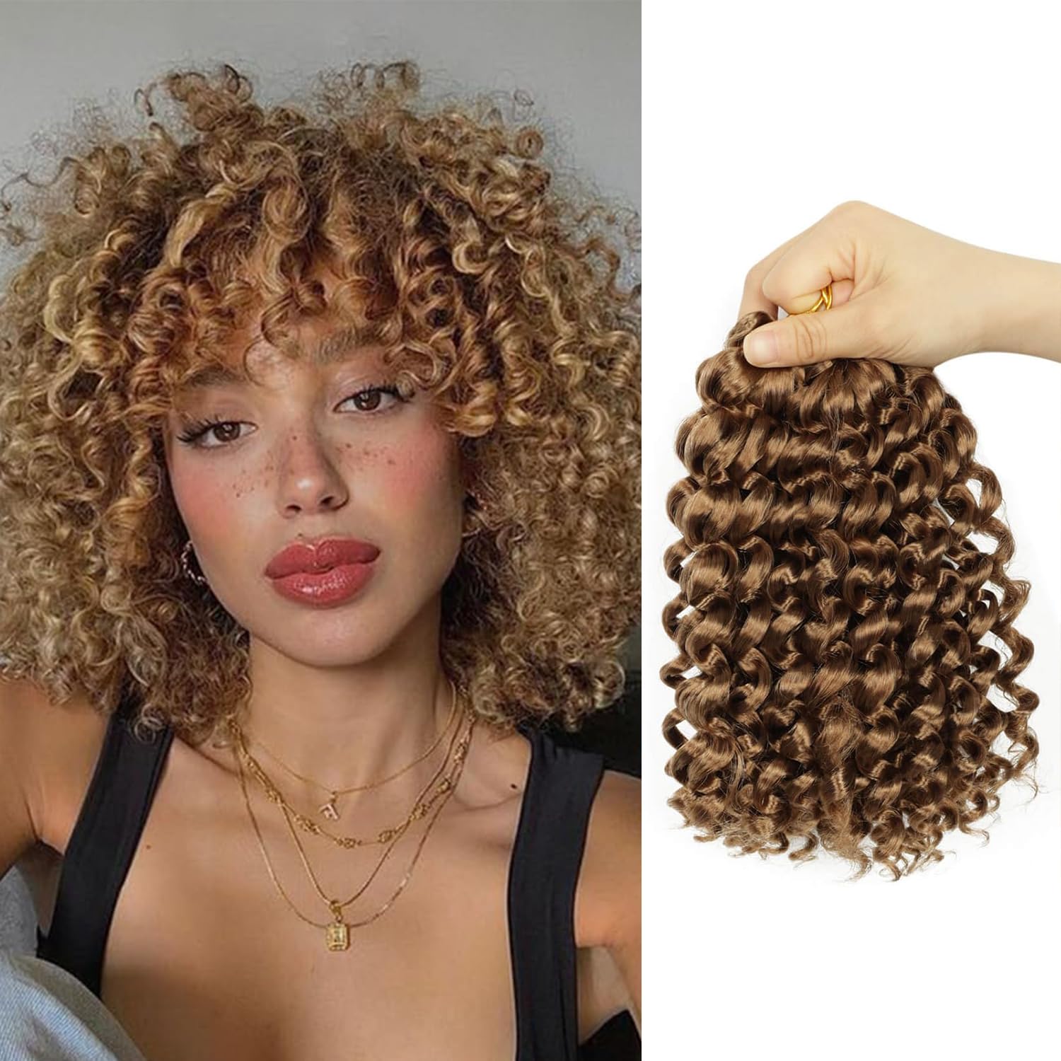 BECUS 3 Packs Gogo Curl Crochet Hair for Black Women Crochet Braids Hair Extensions Deep Water Wave Braiding Synthetic Hair Extensions 24 Root/Pack(#27)