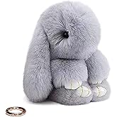 weluyyyi Keyring Plush Pendant Fluffy Rabbit Keychain Plush Charm Keychain Pendant with Key Ring for Keys Backpacks Handbags Cars DIY Decoration